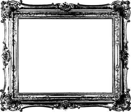 Ornate vintage picture frame with a transparent background