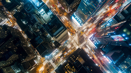 Urban energy captured in the vibrancy of nighttime traffic