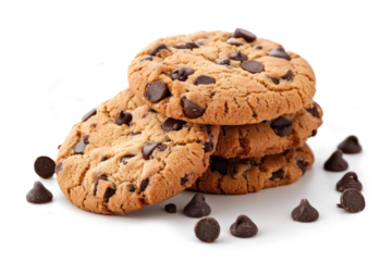 Homemade cookies with chocolate chips on a on transparent background
