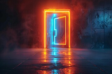 Neon Doorway to the Future A Glimpse into the Digital Realm Generative AI