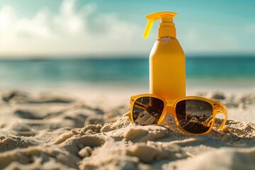 Sunny Sunglasses and a Bottle of Sun Protection Generative AI