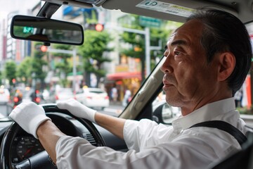 Driving in Style A Man in a White Shirt and Gloves Generative AI
