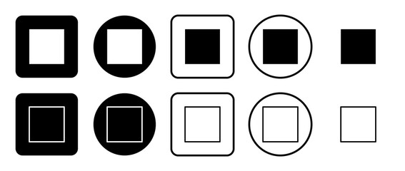 Icon set of rectangle. Filled, outline, black and white icons set, flat style.  Illustration on transparent background - obrazy, fototapety, plakaty
