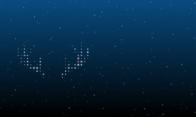On the left is the deer horns symbol filled with white dots. Background pattern from dots and circles of different shades. Vector illustration on blue background with stars