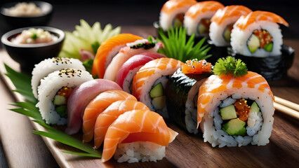 Japanese sushi menu concept close-up
