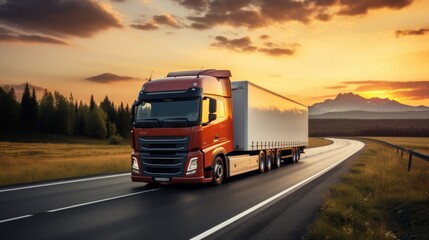 A shot of truck on road Generative AI
