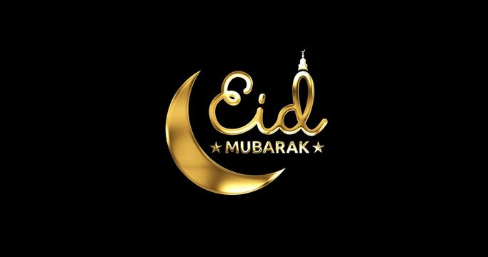 Eid Mubarak lettering text animation in 4 clips. Handwritten calligraphy typography animated with alpha channel. Great to use for the celebration of Eid Al Fitr in Muslim communities. 4k quality