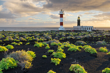Leuchtturm Faro de Fuencaliente, Insel La Palma, Kanarische Inseln, Spanien