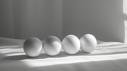 Elegant mozzarella balls with light and shadow play on a soft texture