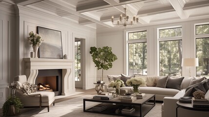 Create a statement ceiling with unique molding or trim - obrazy, fototapety, plakaty