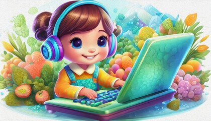 CARTOON CHARACTER CUTE baby old vintage computer isolated on white background