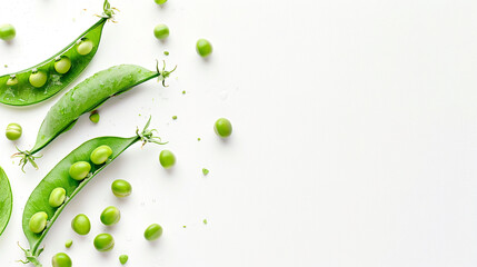 green peas on a white - obrazy, fototapety, plakaty