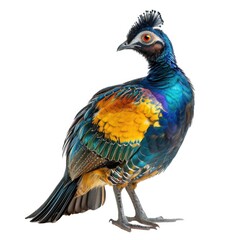 Himalayan Monal in natural pose isolated on white background, photo realistic - obrazy, fototapety, plakaty