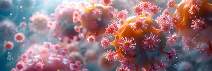 Fototapeta na wymiar Baculovirus Structure Illustration, Viruses bacteria microscope macro detai