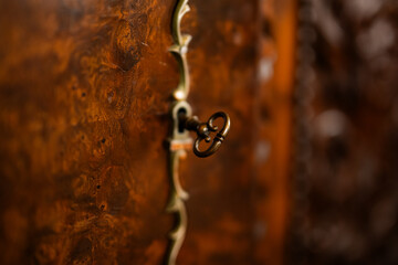antique key in keyhole