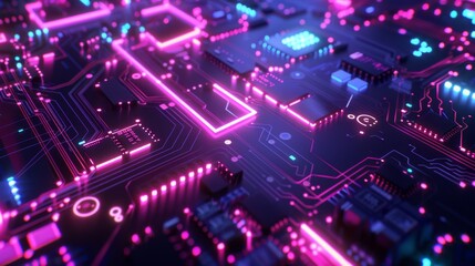 Fototapeta premium KS 3d render of abstract futuristic background with neon.