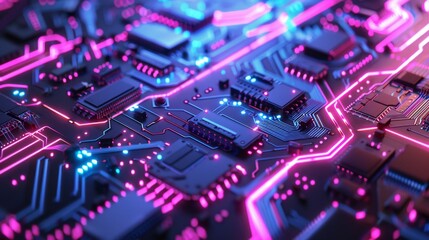 Obraz premium KS 3d render of abstract futuristic background with neon.