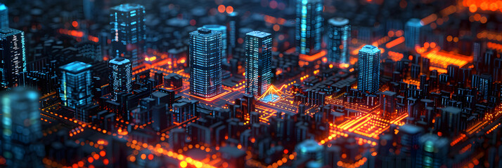  Decentralised Finance Illustration,
Cybere futuristic city of future intelligent city networks