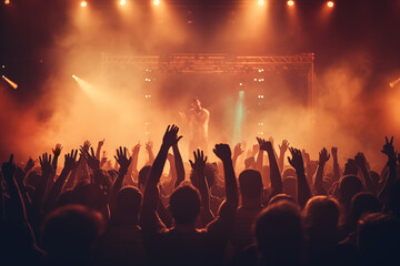 Atmospheric background with a crowd of people hanging out at a concert