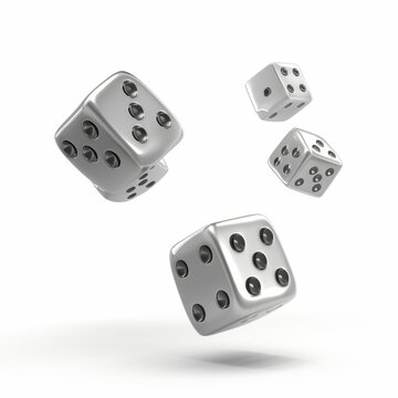  KS 3 silver dice floating in the air simple clipart.