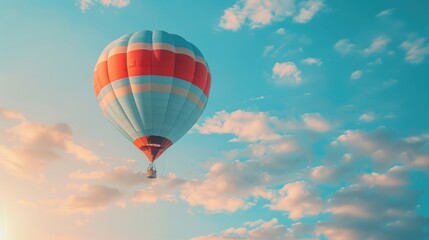 Fototapeta premium A hot air balloon floats gracefully in the sky.