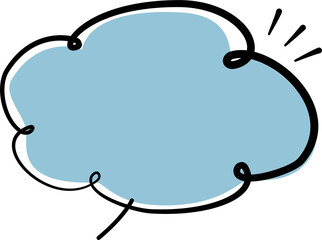 Blue color speech bubble balloon icon sticker memo keyword planner text box banner, flat png transparent element design