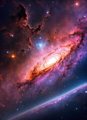 Galaxy, Nebula, Milkywave, blue and pink background  - obrazy, fototapety, plakaty