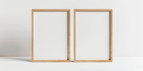Minimalist Modern Design. Wooden Frame Mock-up on White Background.