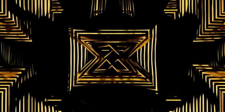 rendering 3d backdrop luxury metallic elegant modern background black on relief plated gold geometric abstract 1920 vintage pattern line squares striped illusion optical deco art golden seamless