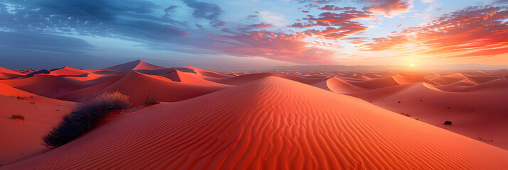 Sand dunes from Sahara desert at sunset in Morocco,
Stunning Aerial Shot of Desert Landscape at Sunset Perfect for Stock Image - obrazy, fototapety, plakaty