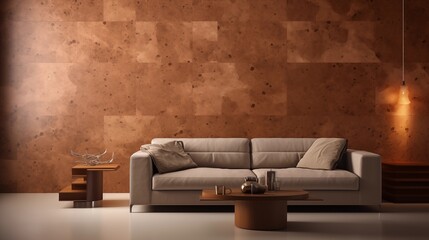 Create a statement wall with a unique material like cork or concrete
