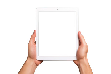 Hand holding tablet isolated on transparent background Remove png, Clipping Path, pen tool