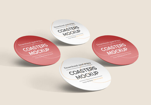Circle Paper Coaster Mockups