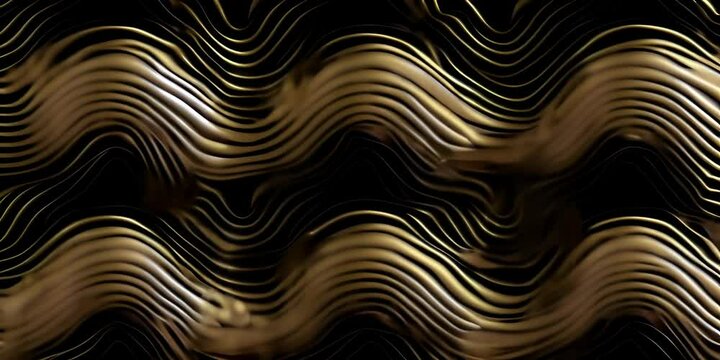 rendering 3d wallpaper gilded maximalist backdrop luxury metallic elegant modern background black on sculpture relief stripes wavy plated gold abstract vintage pattern wave retro golden seamless