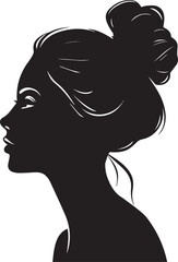 Woman heads in profile silhouette, Beautiful female faces profiles silhouette outline illustration