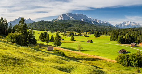 Obraz premium Buckelwiesen, Krün, Wettersteingebirge, Mittenwald, Bayern, Deutschland
