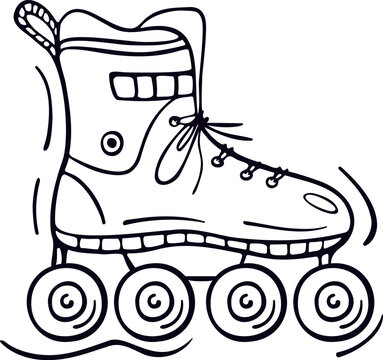 Roller skates in doodle style. Accessory isolated on white. Vector illustration