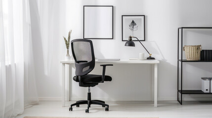 A minimalist office workspace with modern decor.Generative AI