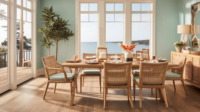 Design a coastal-inspired dining room
