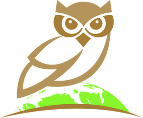 owl bird planet logo abstract design template