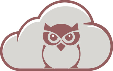 owl with cloud logo abstract  design template