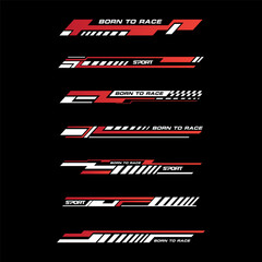 Sport racing stripes car stickers. modification body speed and drift vinyl decal isolated set templates © Spacelabs