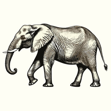 Elephant. Vector vintage black and white engraving illustration