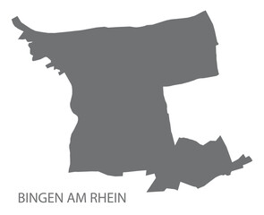 Bingen am Rhein German city map grey illustration silhouette shape