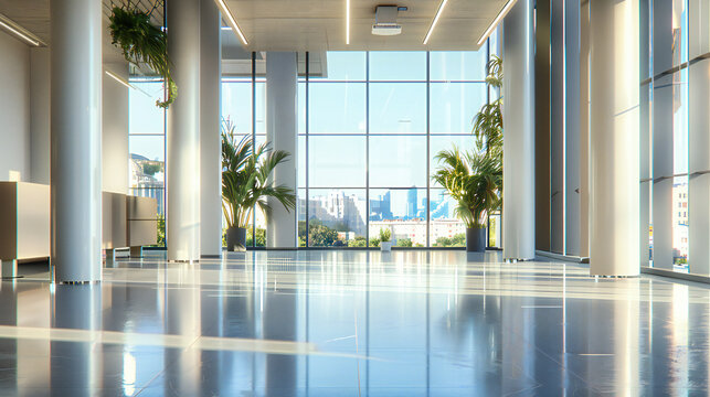 Contemporary office architecture with a focus on openness, light, and modern design principles in a business environment