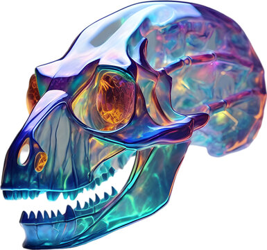 Colorful crystal skull, Close-up image of a colorful crystal skull.