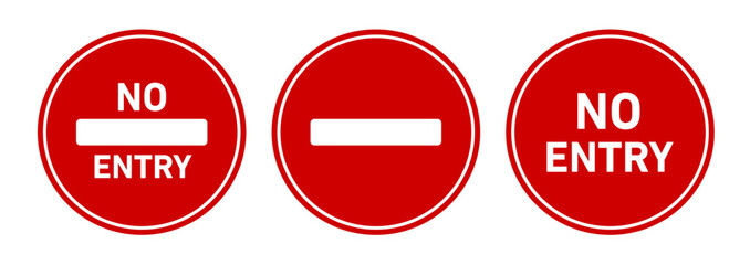 Thoroughfare Non-Entry Line Icon. Pathway Access Refusal icon in outline and solid flat style.