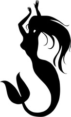 Mermaid black vector silhouette