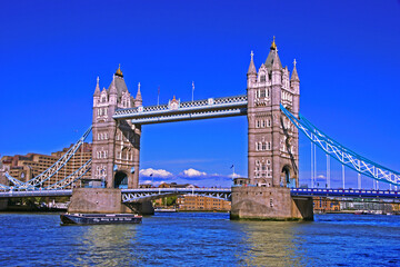 Tower Bridge in London, the UK. Tower Bridge in London has stood over the River Thames since 1894 and is one of the most recognizable landmarks in the world