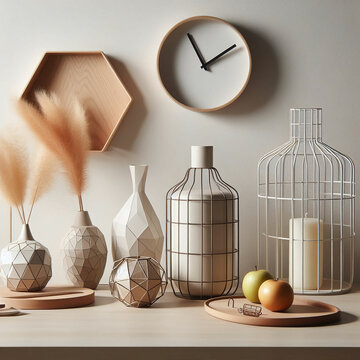 Moderne Wohnaccessoires arrangiert